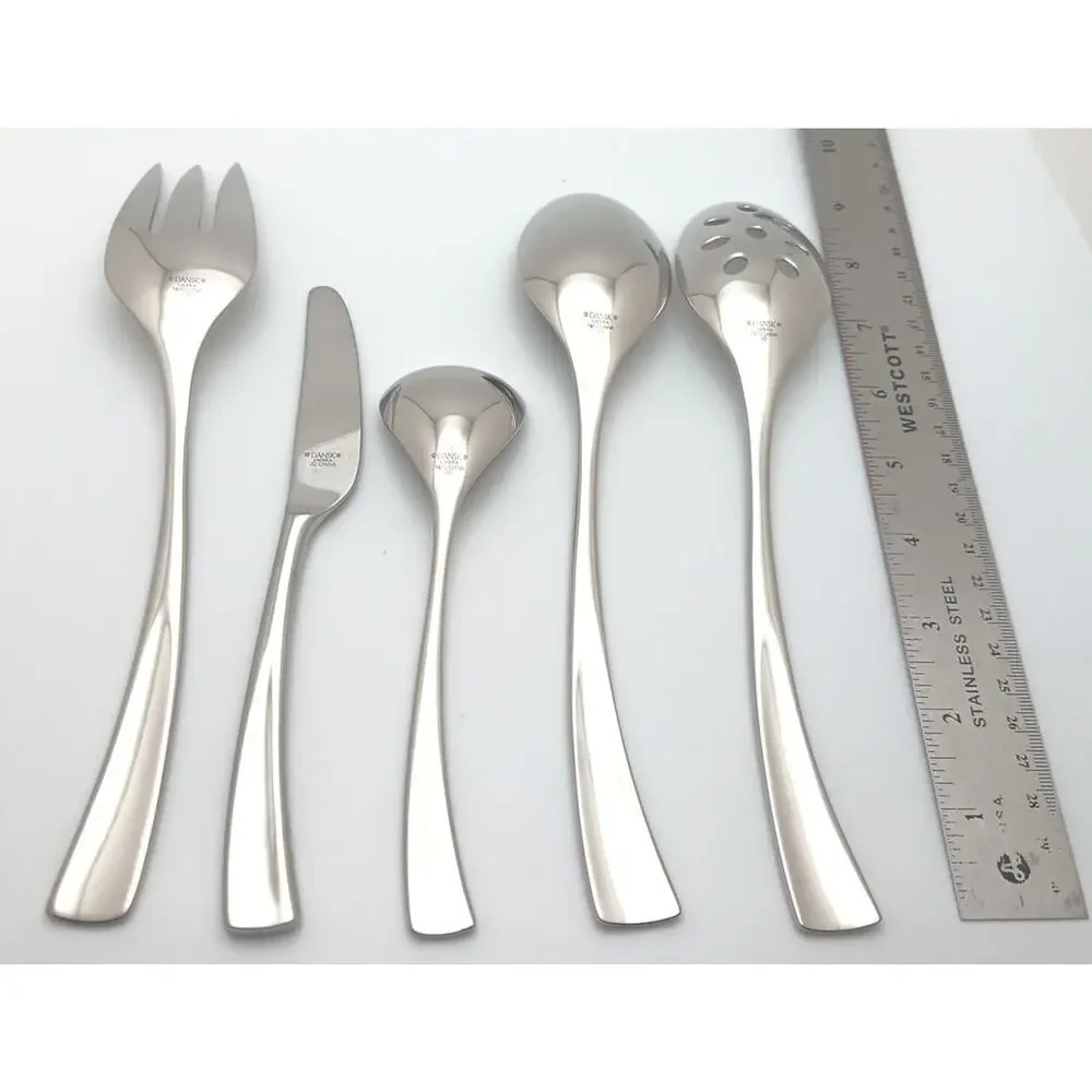 Dansk Umbra 5 Piece Server Hostess Set 18/10 Stainless Glossy Flatware China
